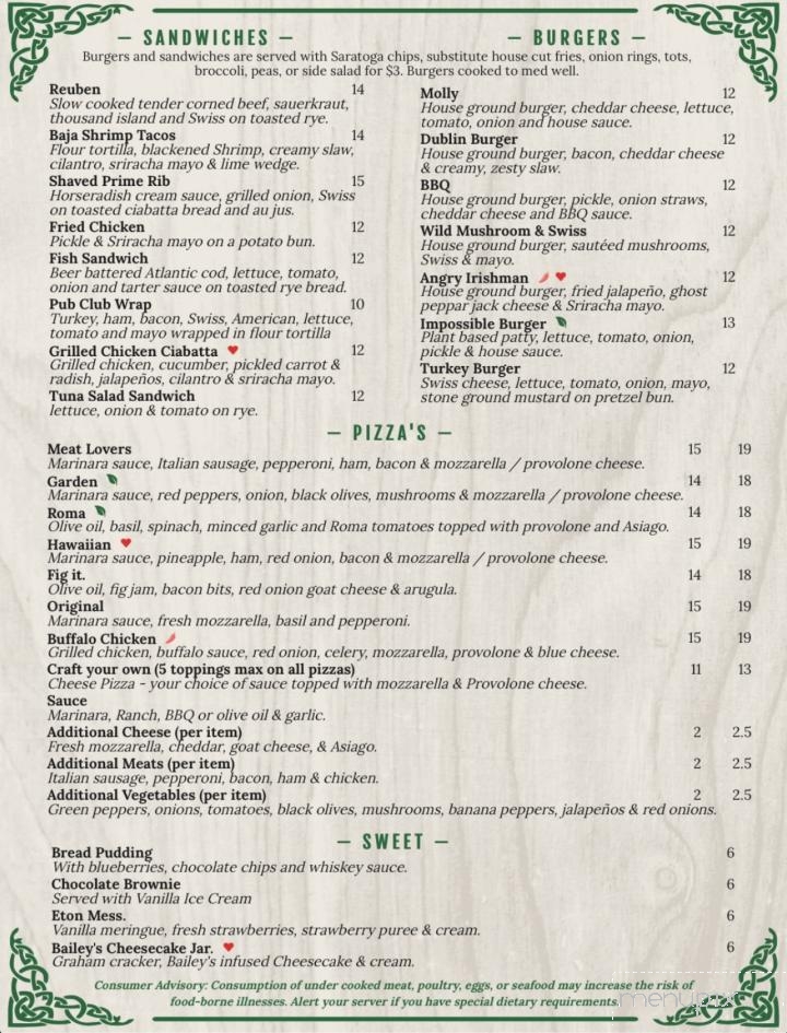 Molly Malone's Irish Pub & Restaurant - Covington, KY menu_pic
