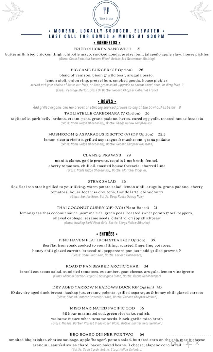 The Nest - Penticton, BC menu_pic