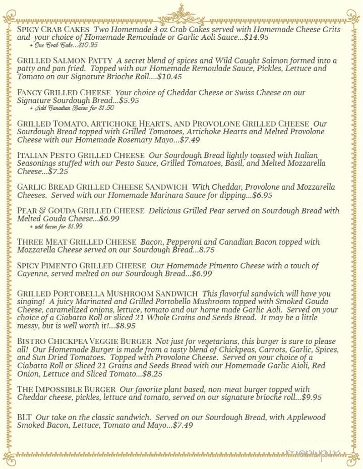 The Rustic Bistro and Bakery - Hawkinsville, GA menu_pic