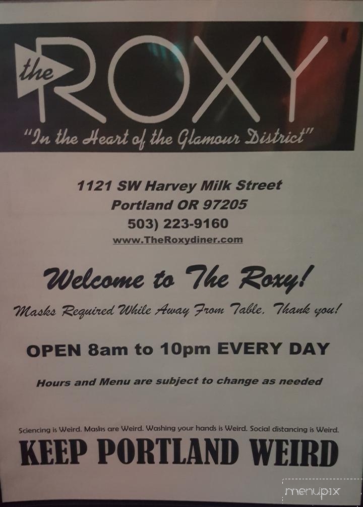 The Roxy - Portland, OR menu_pic