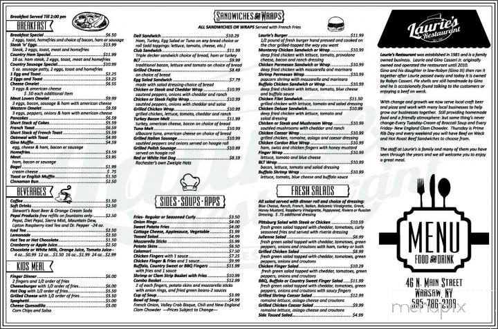 Laurie's Restaurant - Warsaw, NY menu_pic