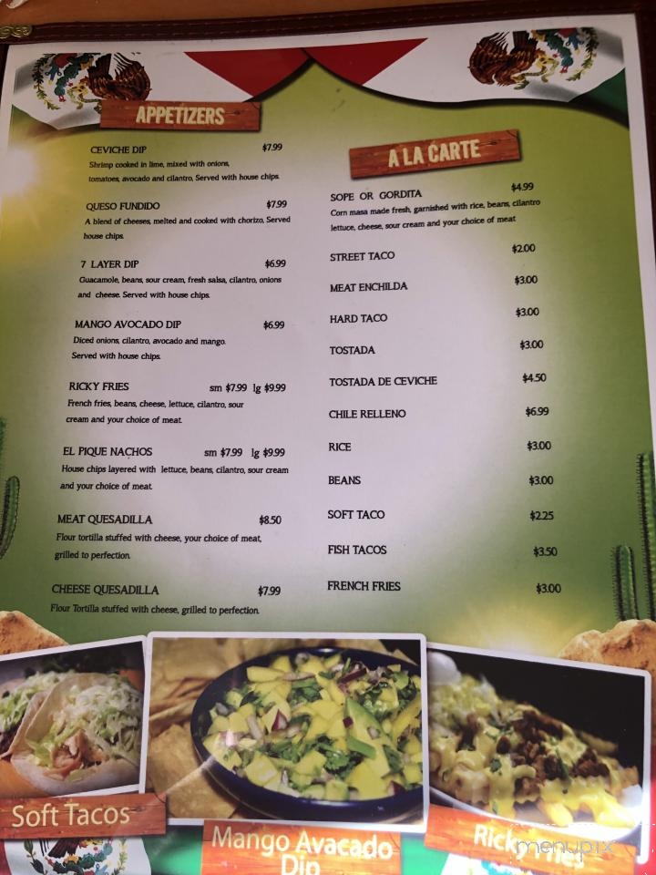 El Pique Family Restaurant - Dallas, OR menu_pic