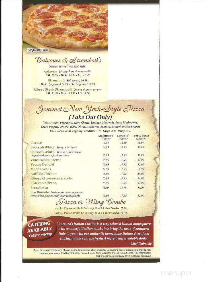 Vincenzo's Italian Cuisine - Williamsport, PA menu_pic