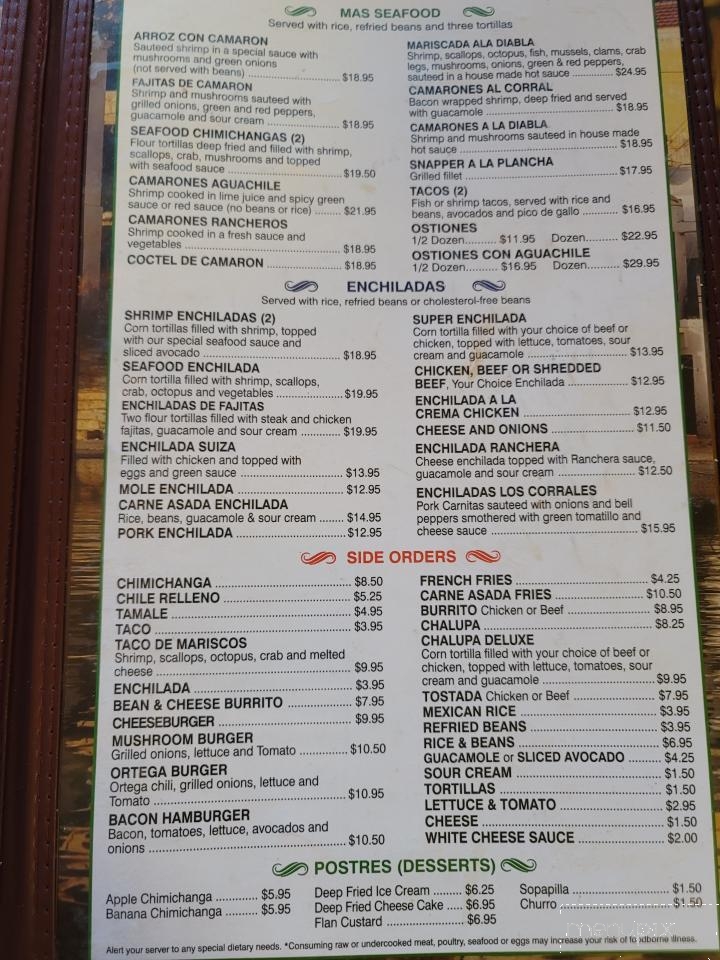 Los Corrales - Pinetop, AZ menu_pic