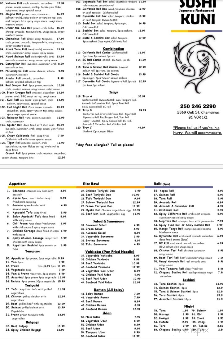Sushi Kuni - Chemainus, BC menu_pic