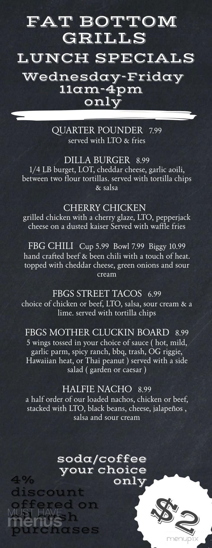 Fat Bottom Grills - Chittenango, NY menu_pic