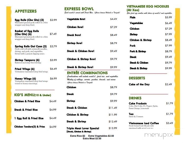 Snow's Asian Grill - Cochran, GA menu_pic