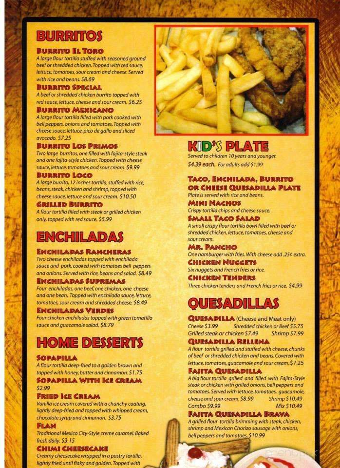 El Toro De Don Jose Mexican Restaurant - Clarksville, TN menu_pic
