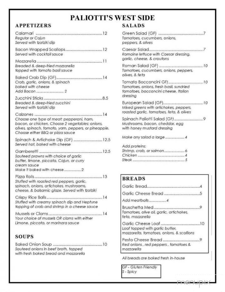 Paliottis Westside - Maple Ridge, BC menu_pic