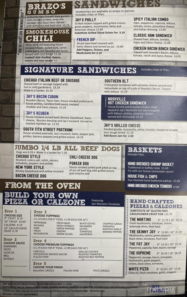 Jay's Lounge - Niles, MI menu_pic