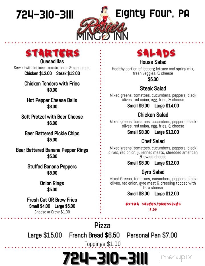 Mingo Inn - Eighty Four, PA menu_pic