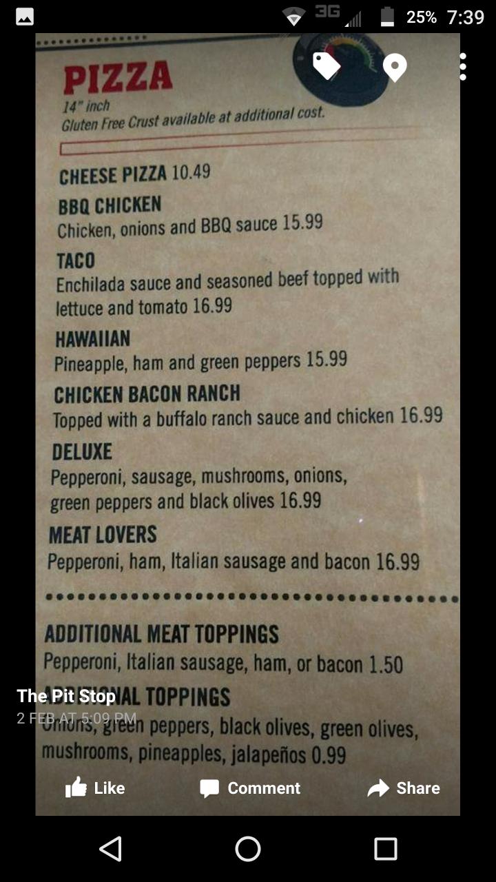 Pit Stop - Greenland, MI menu_pic