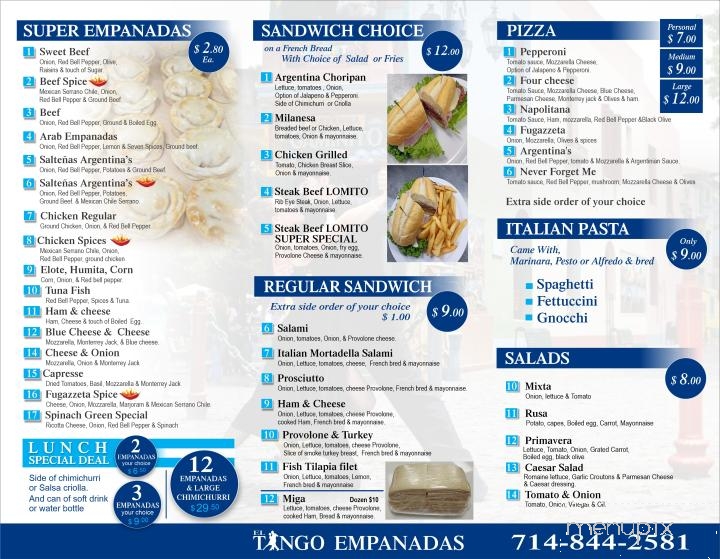 La Farola Empanadas - Anaheim, CA menu_pic