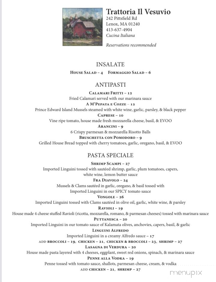 Trattoria Il Vesuvio - Lenox, MA menu_pic