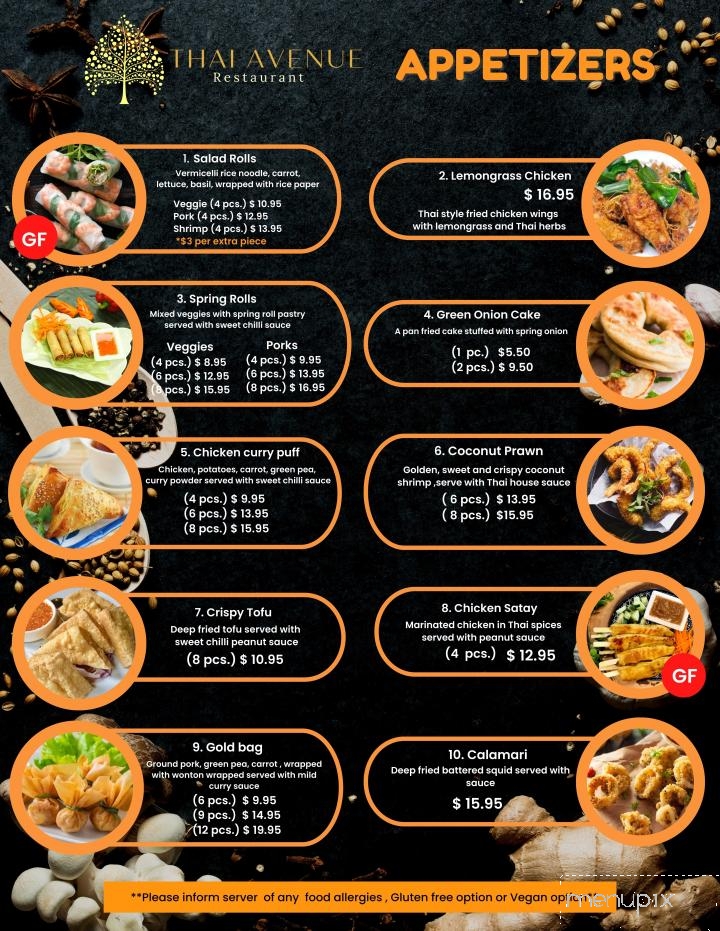 Thai Avenue Restaurant - Edmonton, AB menu_pic
