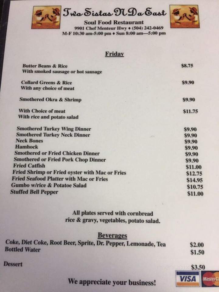 Sisters N Da East - New Orleans, LA menu_pic