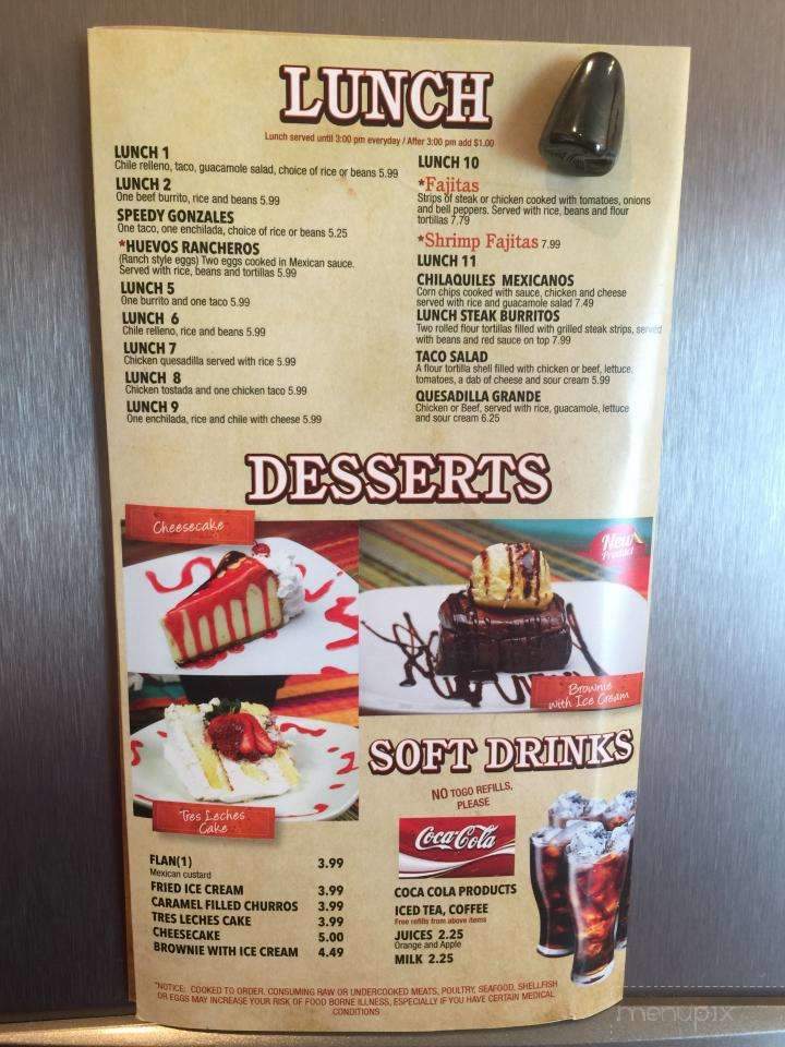Menu of Sierra's Mexican Restaurant in Chatsworth, GA 30705