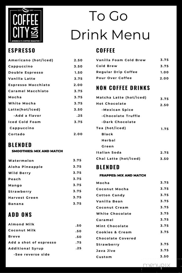 Coffee City USA - Tyler, TX menu_pic