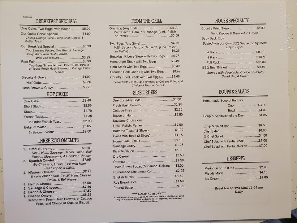 Rick's Restaurant - Pratt, KS menu_pic