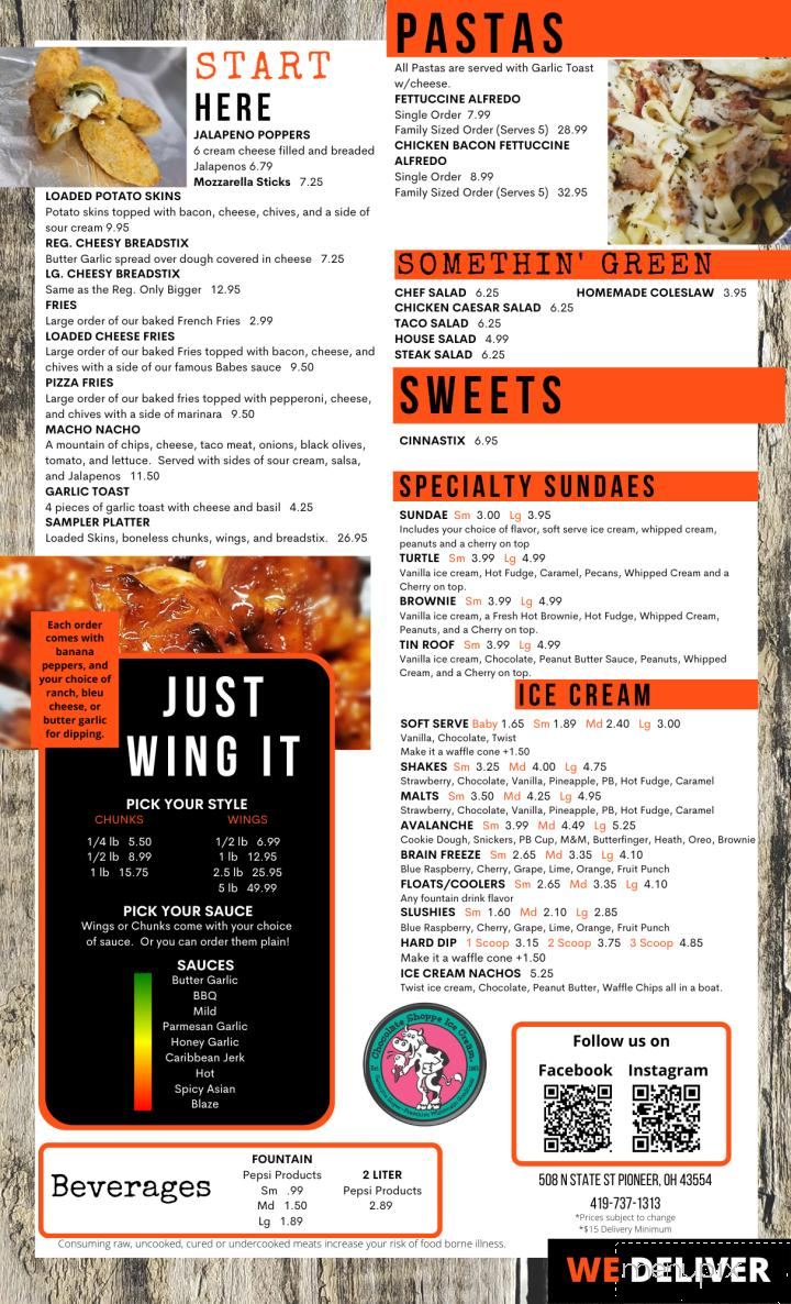 Blaze & Babes - Pioneer, OH menu_pic