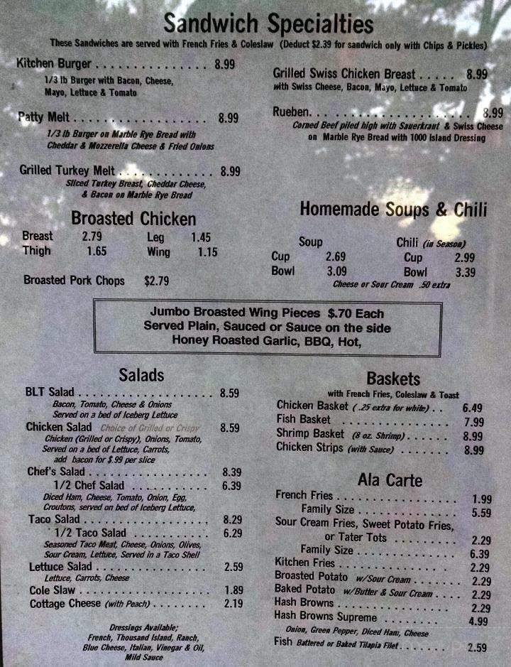 Menu of Kozy Kitchen in Grantsburg, WI 54840