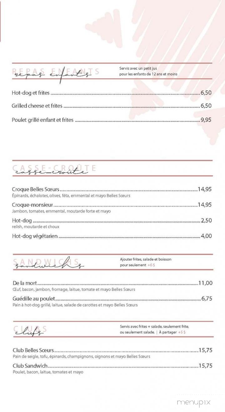Restaurant Les Belles Soeurs Enr - Montreal, QC menu_pic
