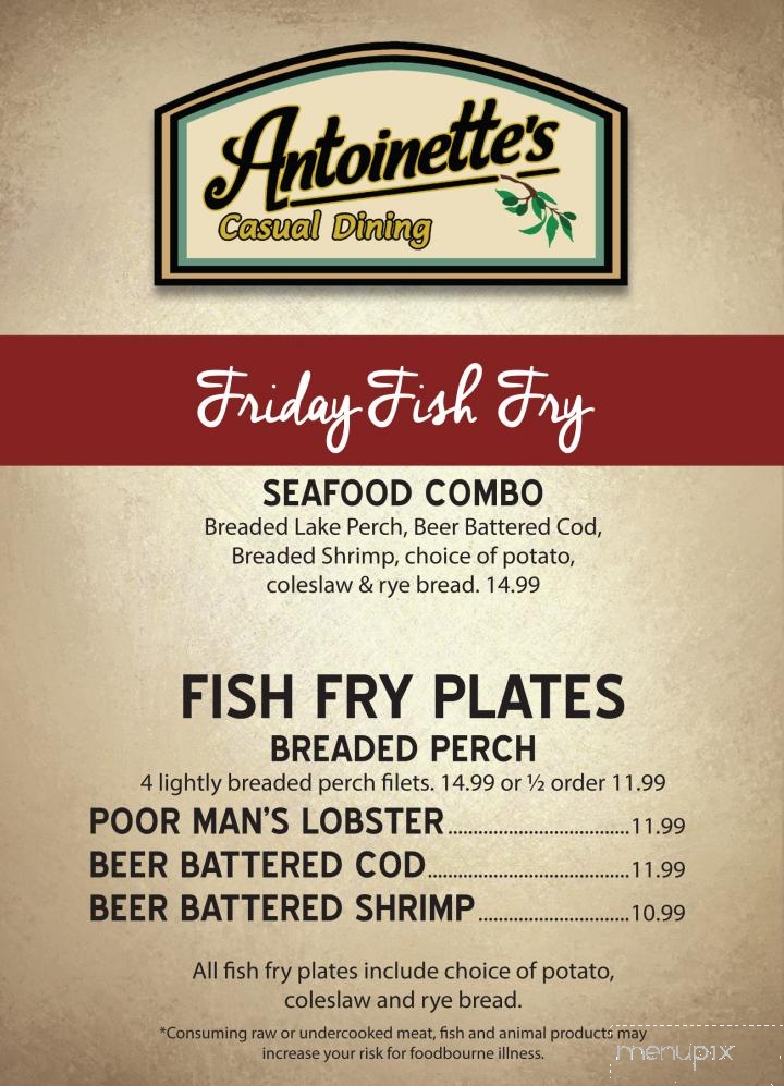 Antoinette's & Antonio's - Plymouth, WI menu_pic