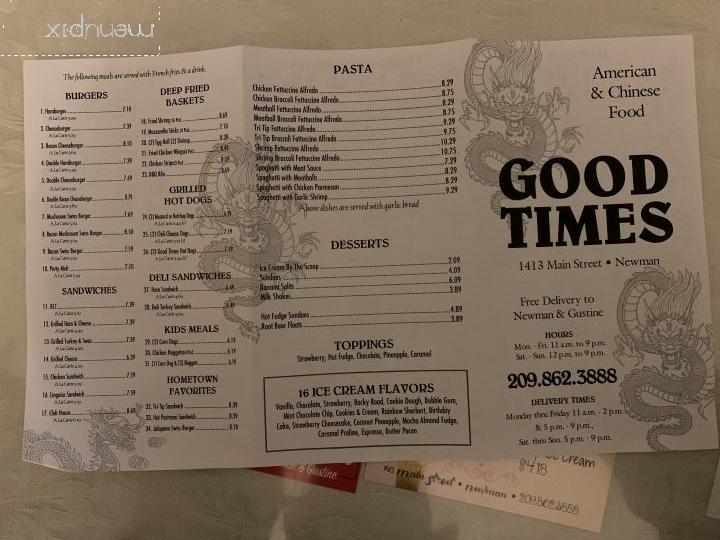 Good Times Restaurant - Newman, CA menu_pic