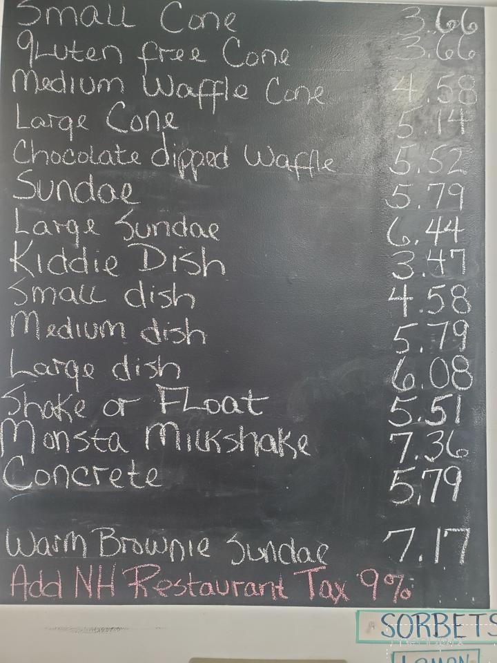 Ricks Gourmet Ice Cream - Keene, NH menu_pic