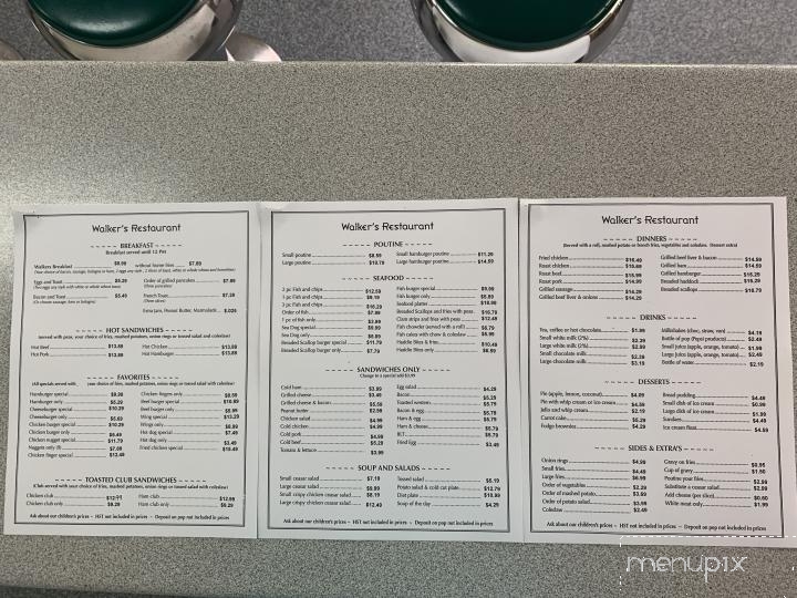 Walkers Restaurant - Windsor, NS menu_pic