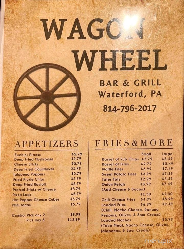 Wagon Wheel Bar Grill - Waterford, PA menu_pic