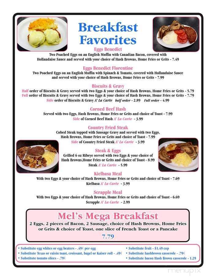 Menu of Mel's Diner in Port Orange, FL 32129