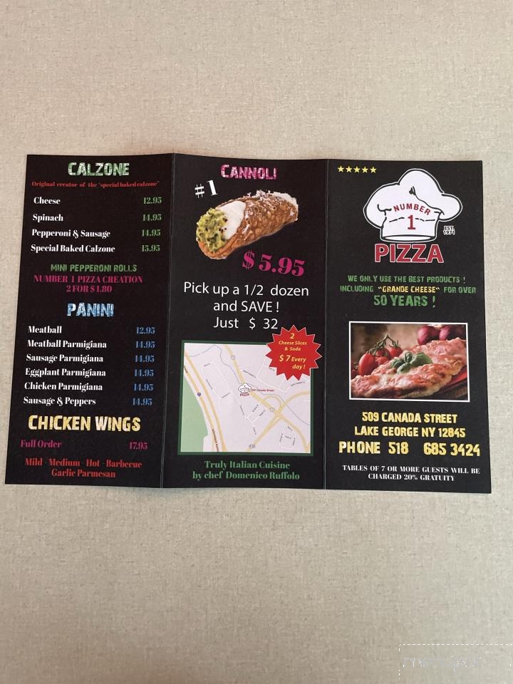 Number One Pizza - Lake George, NY menu_pic