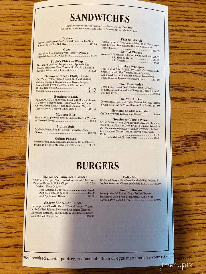 Johnny's Boathouse - Avon Lake, OH menu_pic