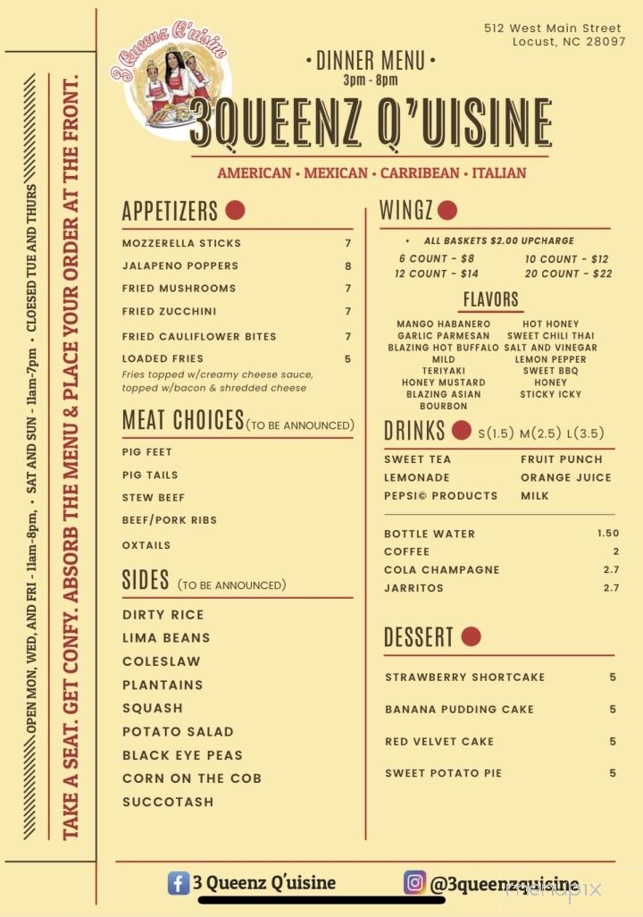 3 Queenz Q'uisine - Locust, NC menu_pic