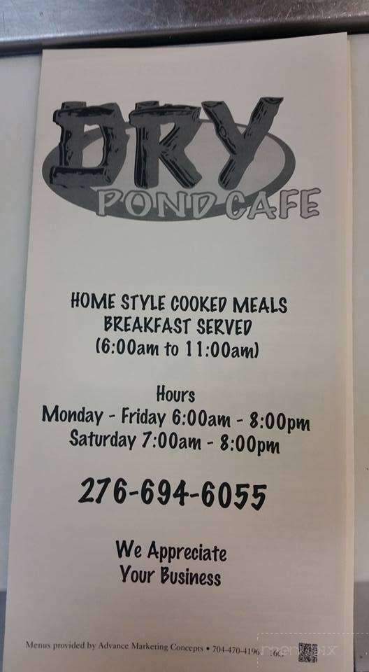 Dry Pond Cafe - Stuart, VA menu_pic