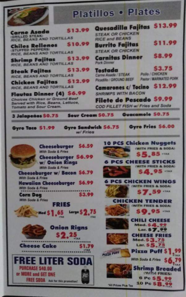 Manny's Tacos & Burritos - Chicago, IL menu_pic