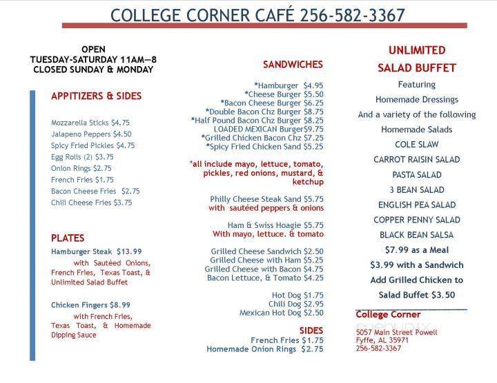 College Corner Restaurant - Fyffe, AL