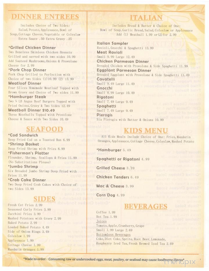 Hills Restaurant - New Eagle, PA menu_pic