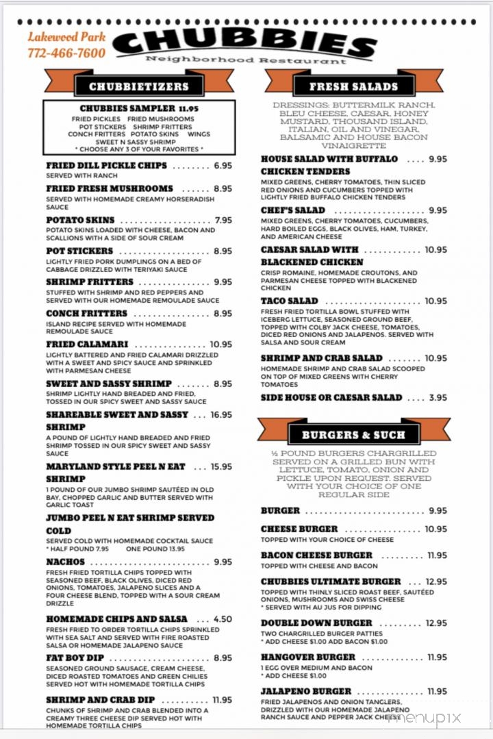 Chubbies - Fort Pierce, FL menu_pic