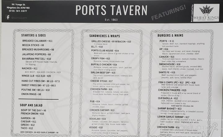 Portsmouth Tavern - Kingston, ON menu_pic