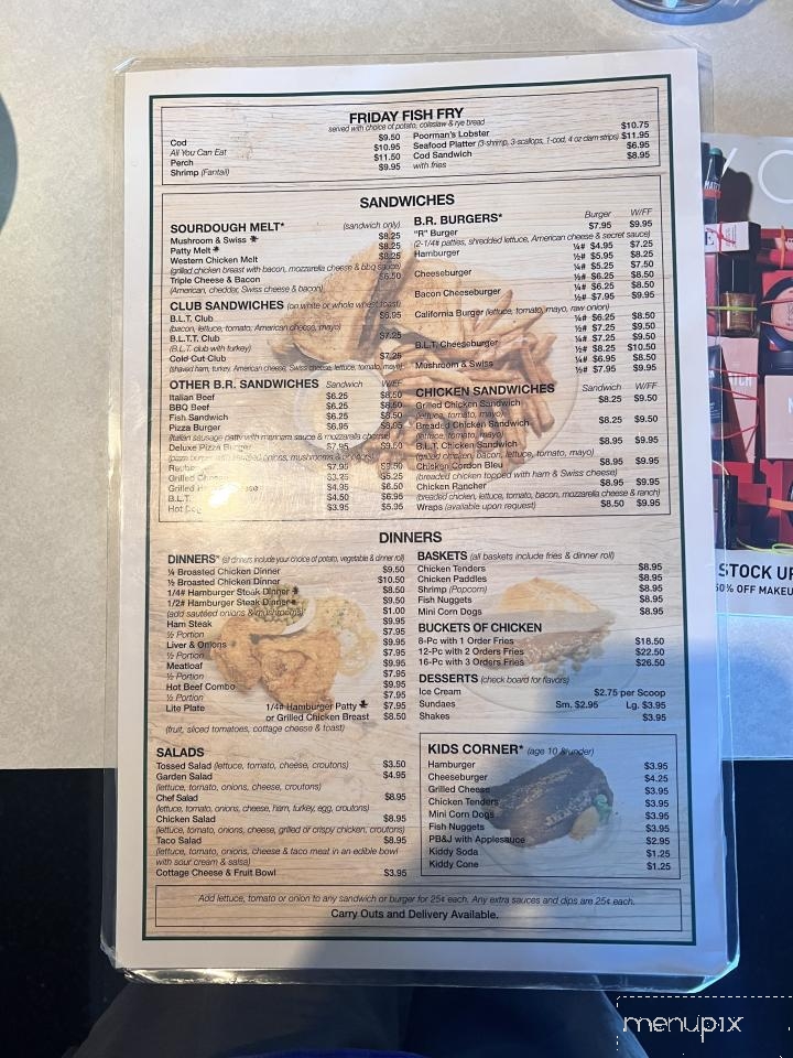 BR Diner - Redgranite, WI menu_pic