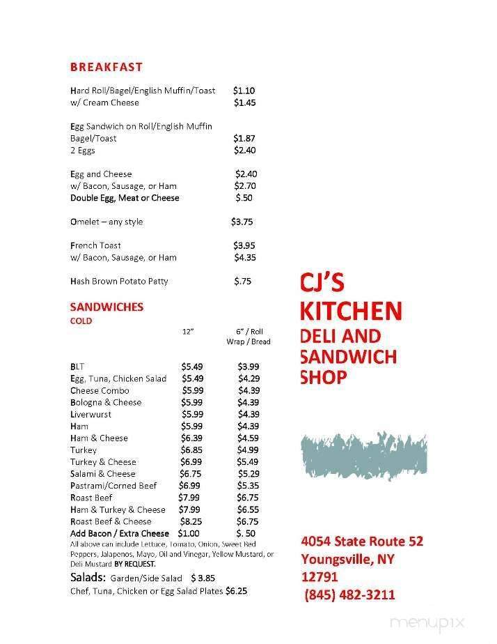 CJ's Kitchen, Deli And Sandwich Shop - Youngsville, NY