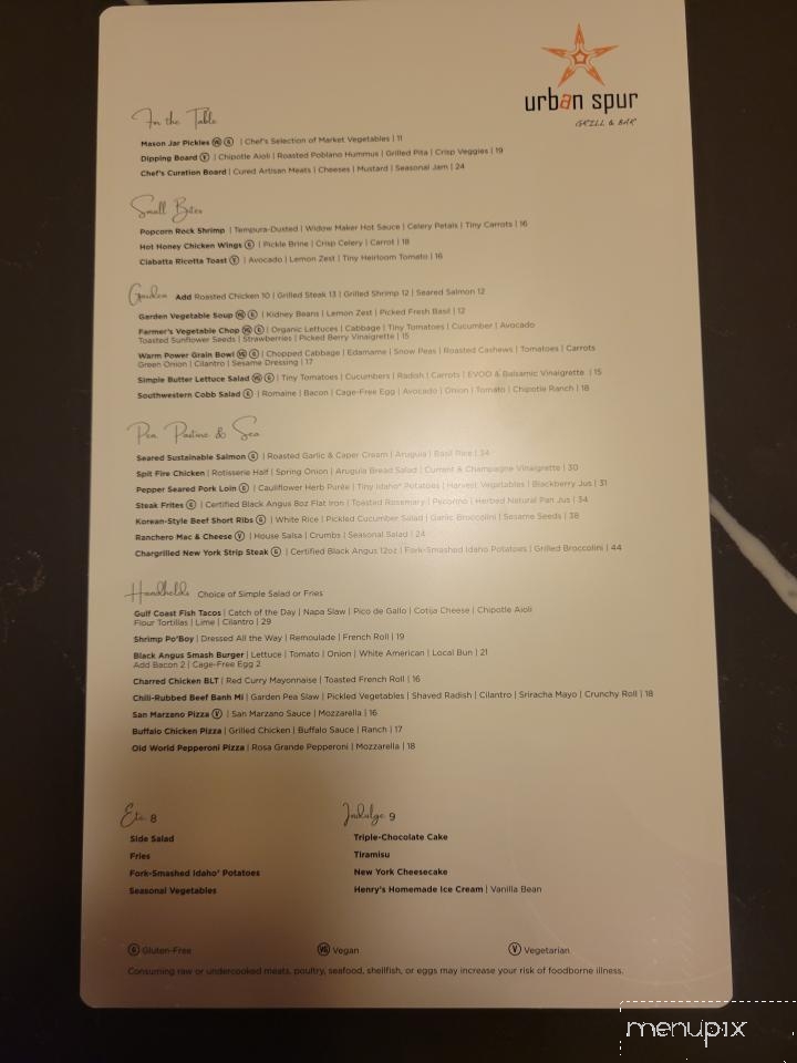 Urban Spur Grill & Bar - Irving, TX menu_pic