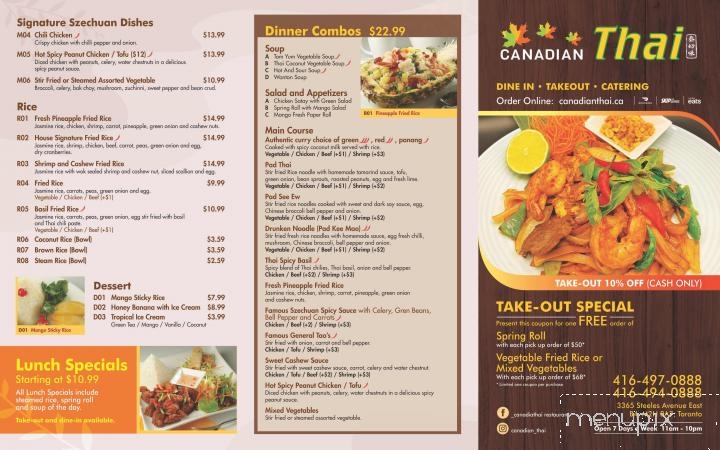 Canadian Thai - Markham, ON menu_pic
