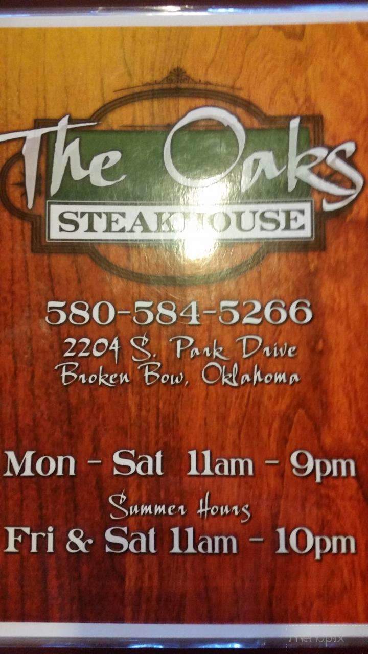 Oaks Steakhouse & Gifts - Broken Bow, OK menu_pic