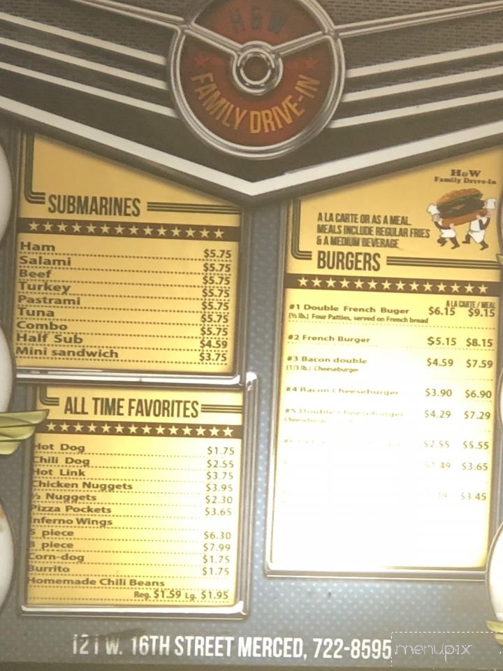 H & W Drive-In - Merced, CA menu_pic