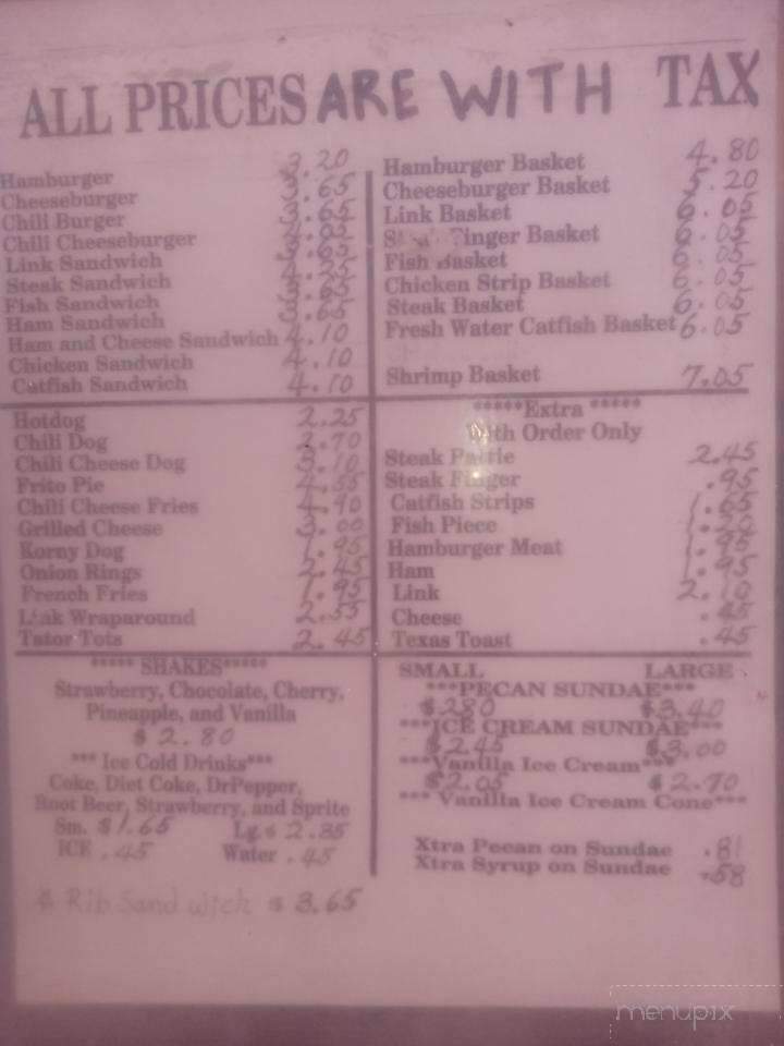 Menu of B C Lee's Drive Inn in Waco, TX 76704