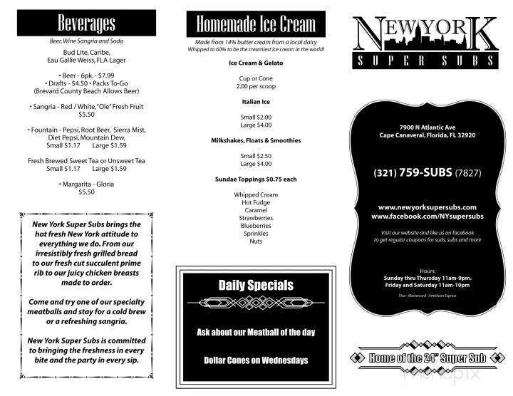 New York Super Subs - Cape Canaveral, FL menu_pic