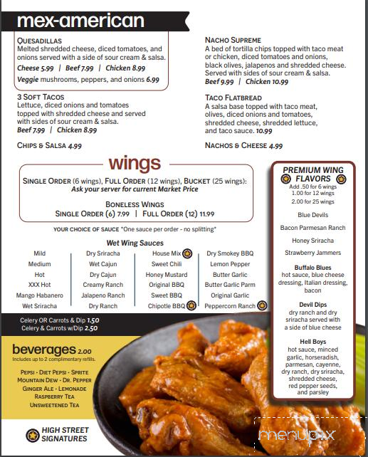 High Street Pub & Grill - Sharpsville, PA menu_pic